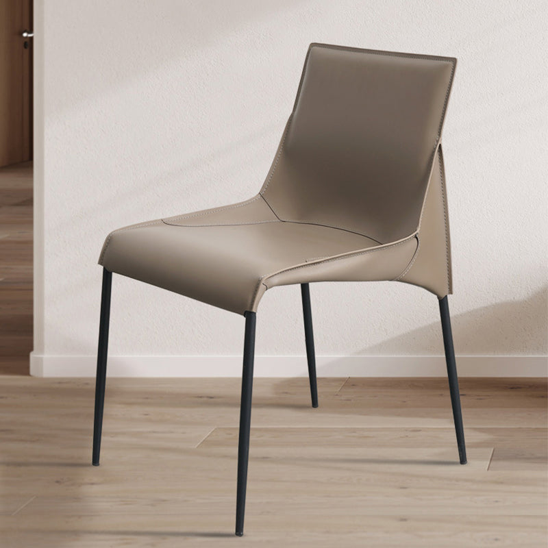 Metal Modern Dining Chair with Solid Back Matte Finish Indoor Side Chair