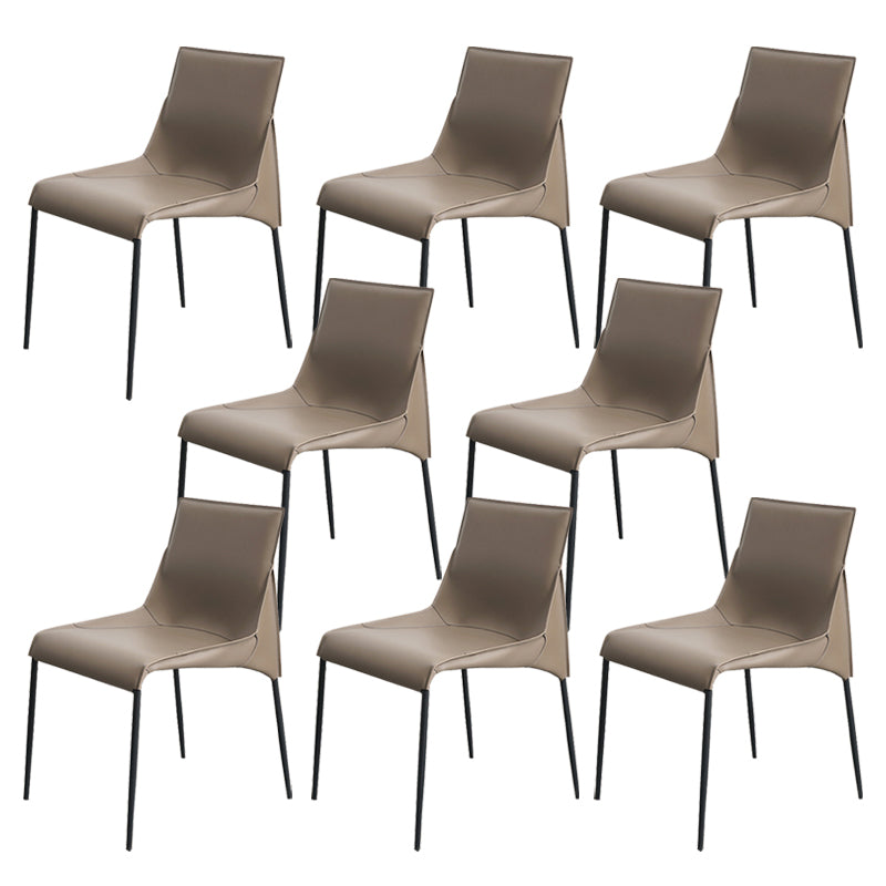 Metal Modern Dining Chair with Solid Back Matte Finish Indoor Side Chair