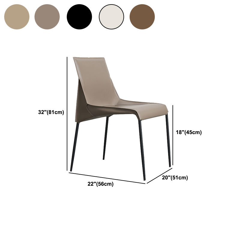 Metal Modern Dining Chair with Solid Back Matte Finish Indoor Side Chair