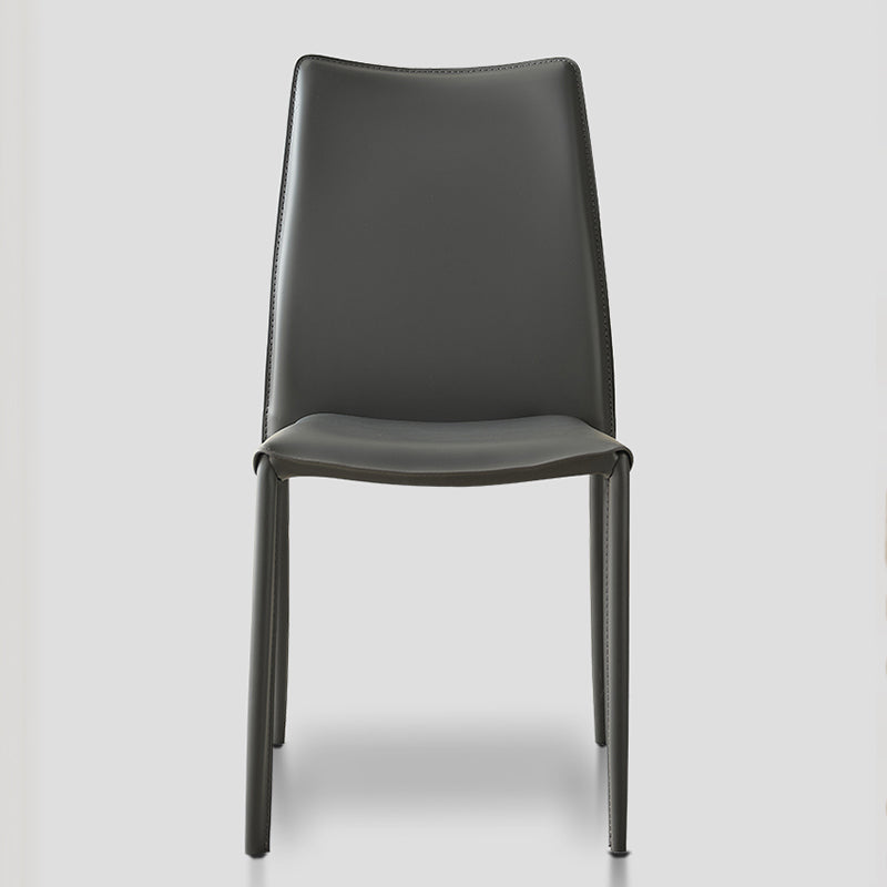 Faux Leather Upholstered Indoor Chair Matte Finish Solid Back Side Chair