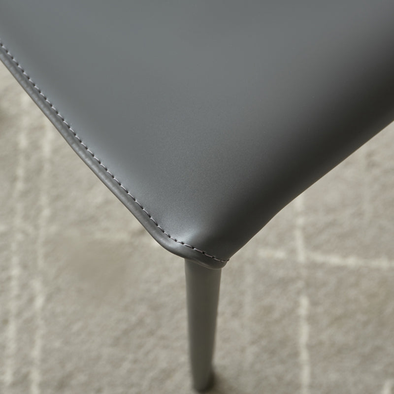 Faux Leather Upholstered Indoor Chair Matte Finish Solid Back Side Chair