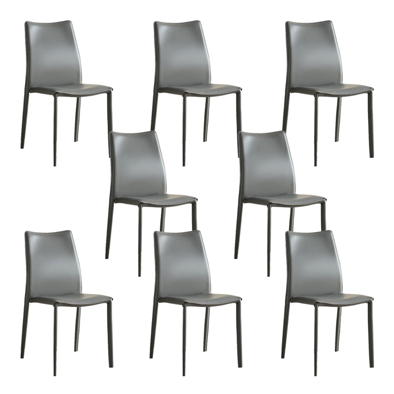 Faux Leather Upholstered Indoor Chair Matte Finish Solid Back Side Chair