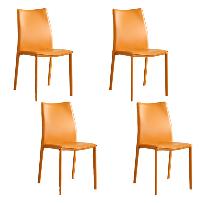 Faux Leather Upholstered Indoor Chair Matte Finish Solid Back Side Chair