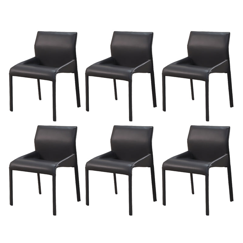 Faux Leather Modern Dining Chair Matte Finish Solid Back Indoor Chair