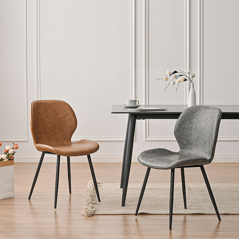 Metal Industrial Side Chair Matte Finish Wingback Dining Chair