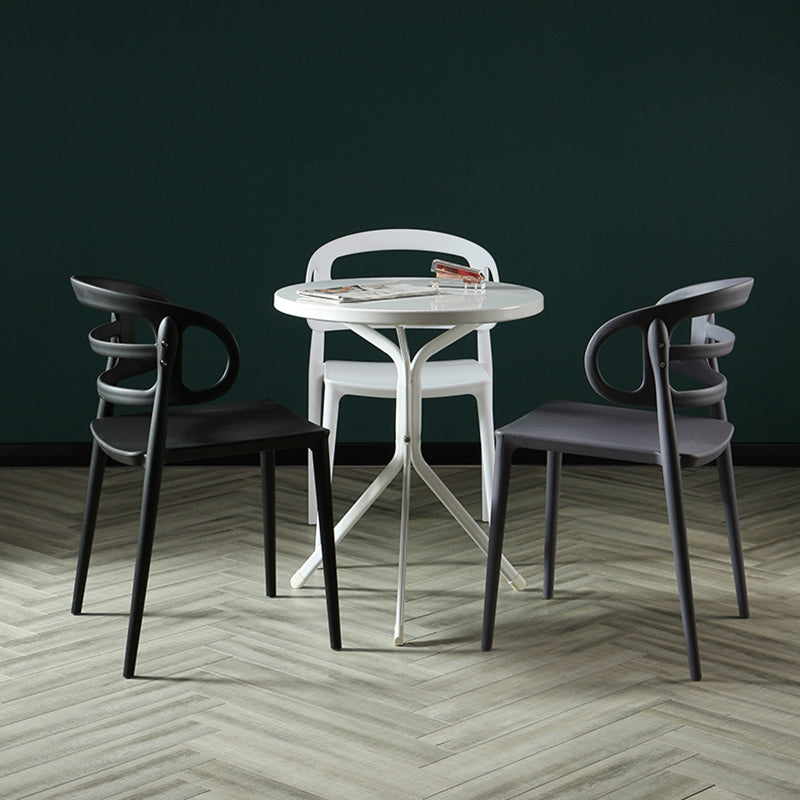 Scandinavian Arm Dining Chairs Plastic Low Back Dining Side Chair for Home