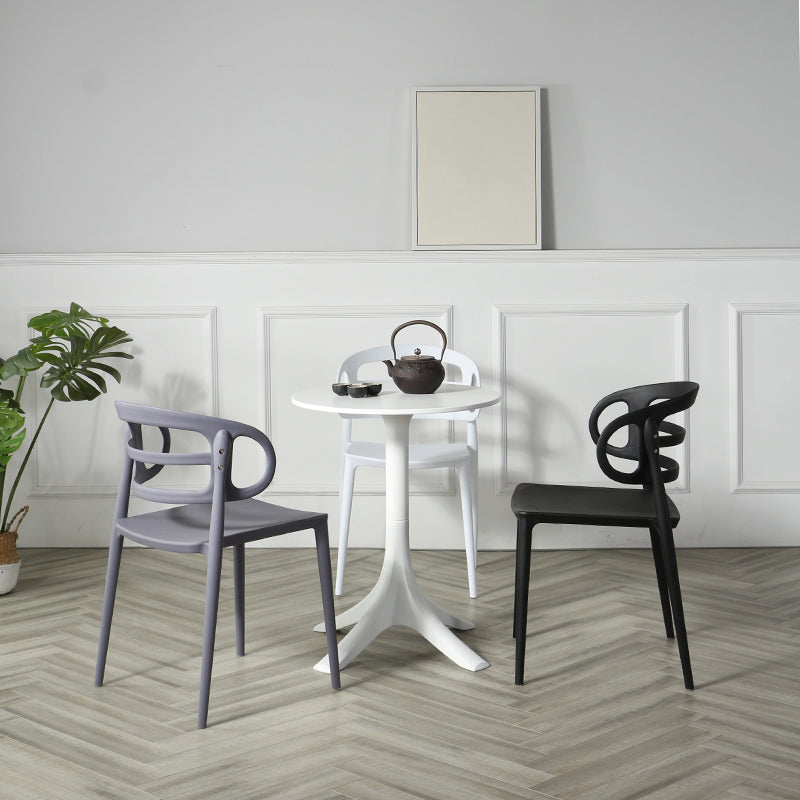Scandinavian Arm Dining Chairs Plastic Low Back Dining Side Chair for Home