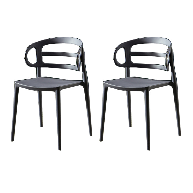 Scandinavian Arm Dining Chairs Plastic Low Back Dining Side Chair for Home