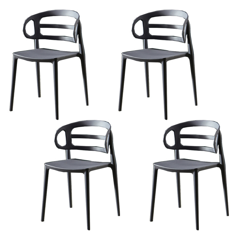 Scandinavian Arm Dining Chairs Plastic Low Back Dining Side Chair for Home