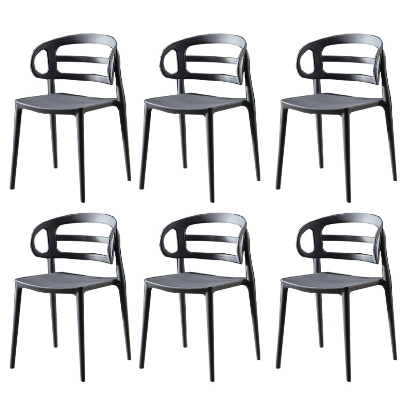 Scandinavian Arm Dining Chairs Plastic Low Back Dining Side Chair for Home
