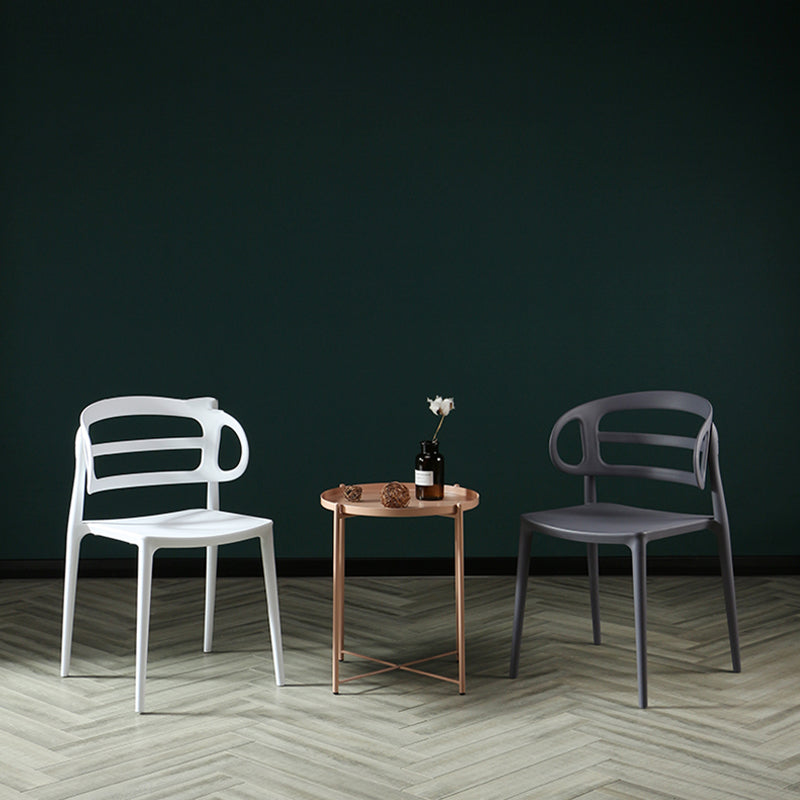 Scandinavian Arm Dining Chairs Plastic Low Back Dining Side Chair for Home
