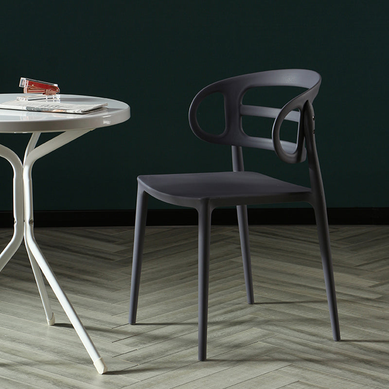 Scandinavian Arm Dining Chairs Plastic Low Back Dining Side Chair for Home