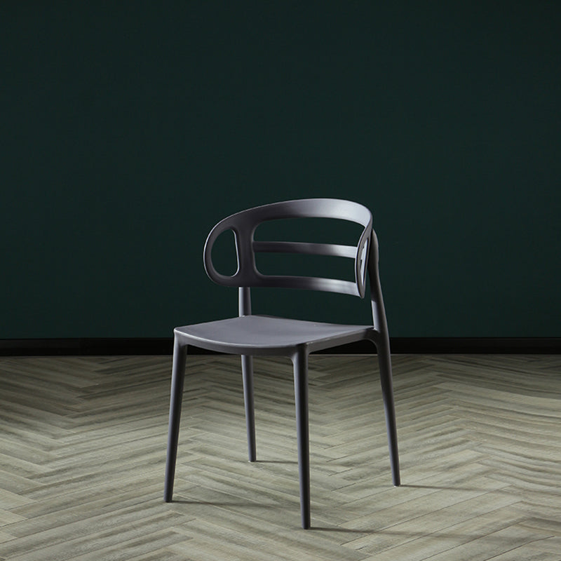 Scandinavian Arm Dining Chairs Plastic Low Back Dining Side Chair for Home