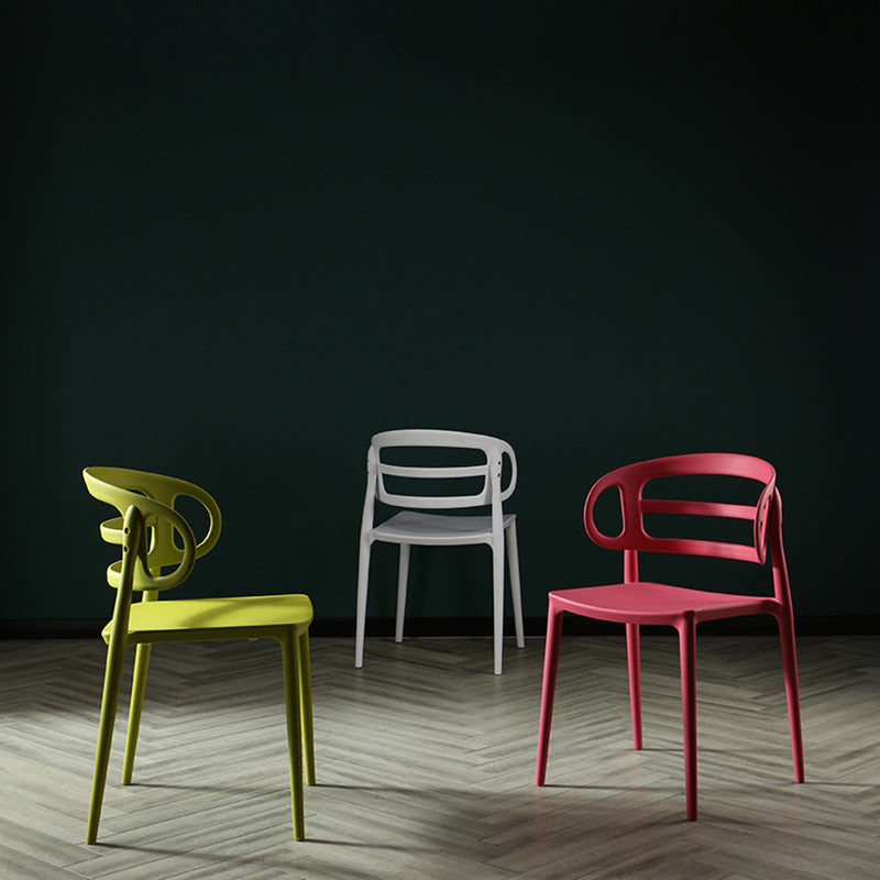 Scandinavian Arm Dining Chairs Plastic Low Back Dining Side Chair for Home