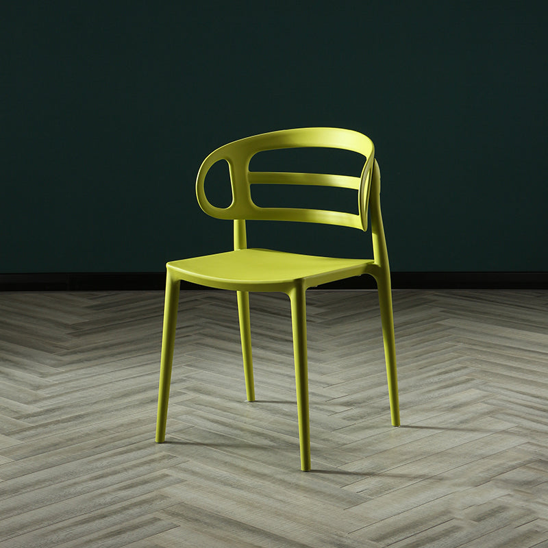 Scandinavian Arm Dining Chairs Plastic Low Back Dining Side Chair for Home