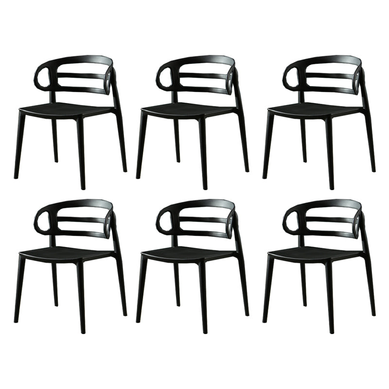 Scandinavian Arm Dining Chairs Plastic Low Back Dining Side Chair for Home