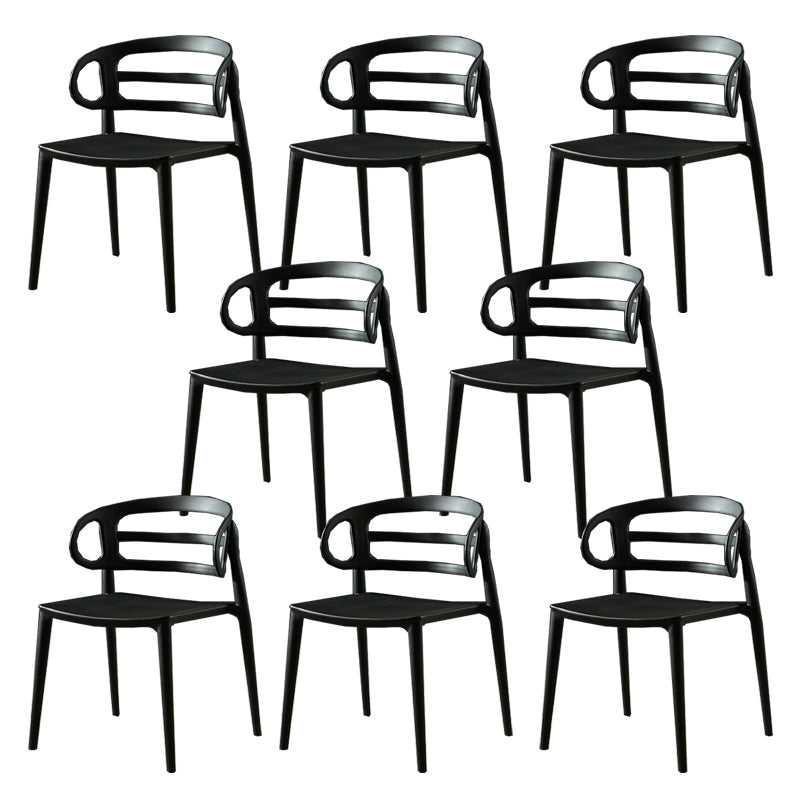Scandinavian Arm Dining Chairs Plastic Low Back Dining Side Chair for Home