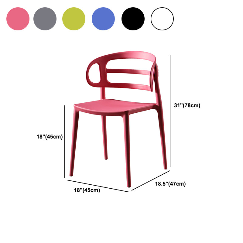 Scandinavian Arm Dining Chairs Plastic Low Back Dining Side Chair for Home