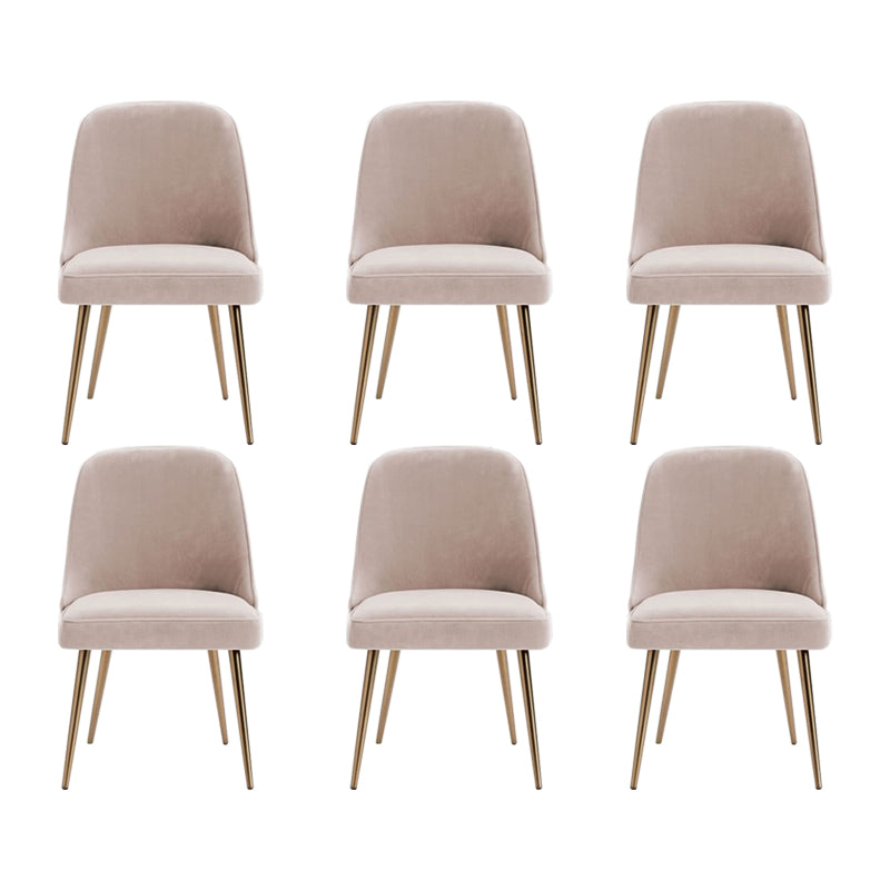 Gold Iron Legs Dining Chairs Glam Upholstered Low Back Side Chair