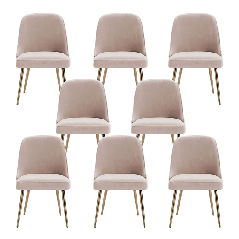 Gold Iron Legs Dining Chairs Glam Upholstered Low Back Side Chair