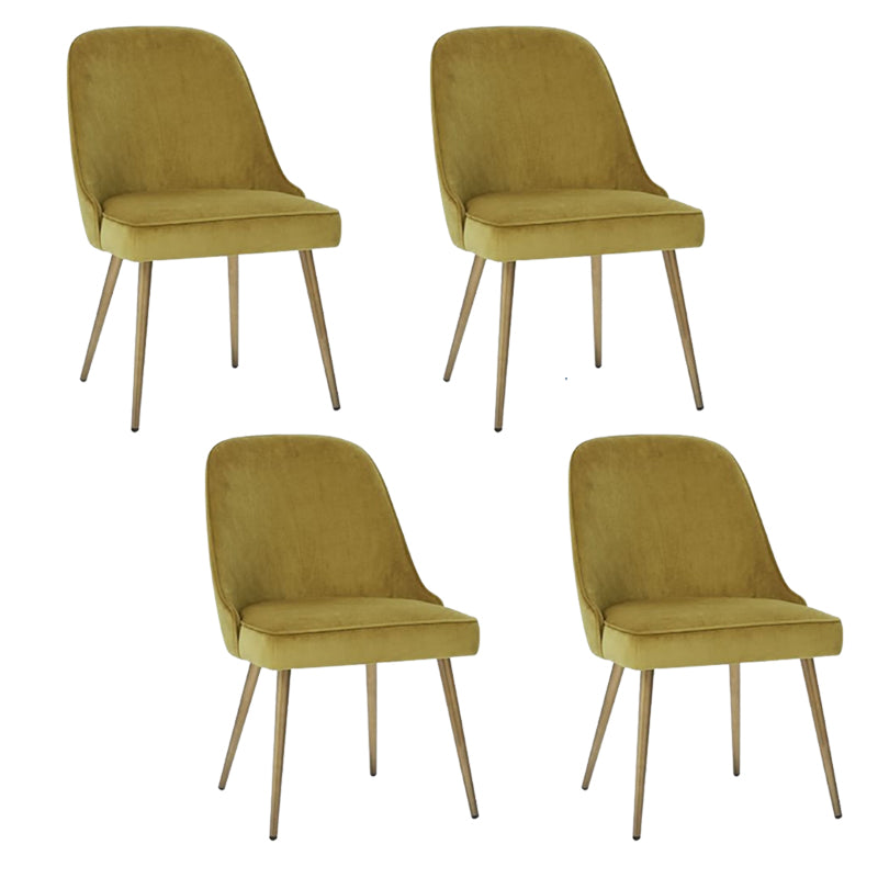 Gold Iron Legs Dining Chairs Glam Upholstered Low Back Side Chair