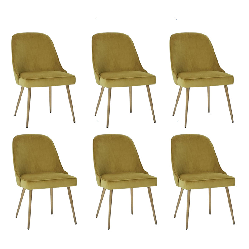Gold Iron Legs Dining Chairs Glam Upholstered Low Back Side Chair