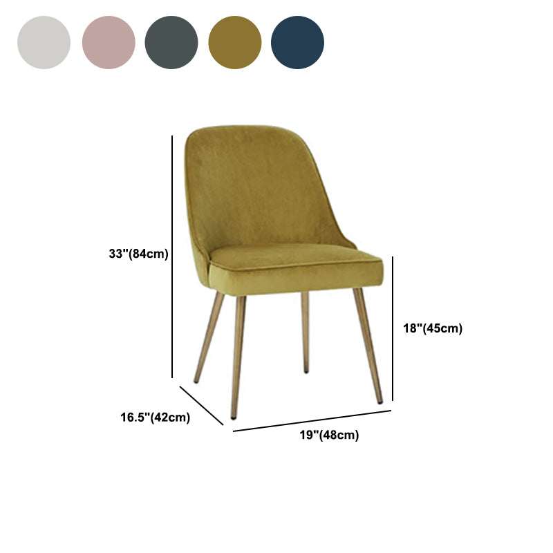 Gold Iron Legs Dining Chairs Glam Upholstered Low Back Side Chair
