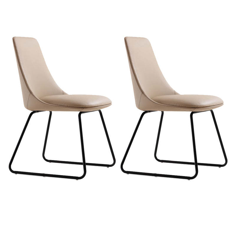 Brown and Beige Dining Chairs Contemporary Armless Dining Side Chair