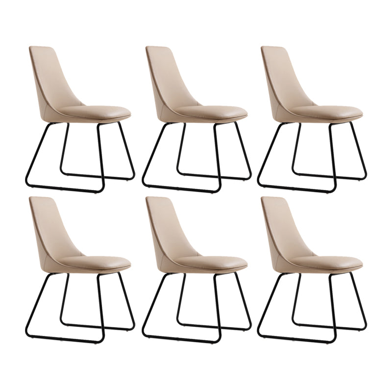 Brown and Beige Dining Chairs Contemporary Armless Dining Side Chair
