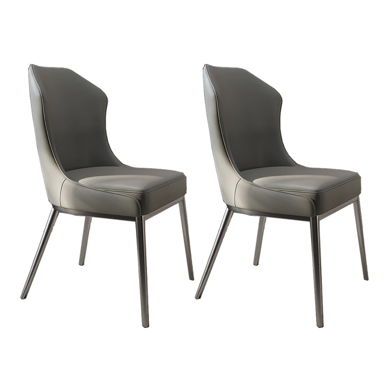 Contemporary Wingback Side Chair Faux Leather Armless Dining Chairs