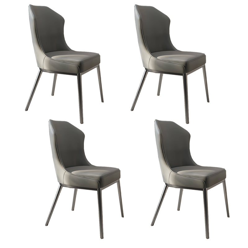Contemporary Wingback Side Chair Faux Leather Armless Dining Chairs