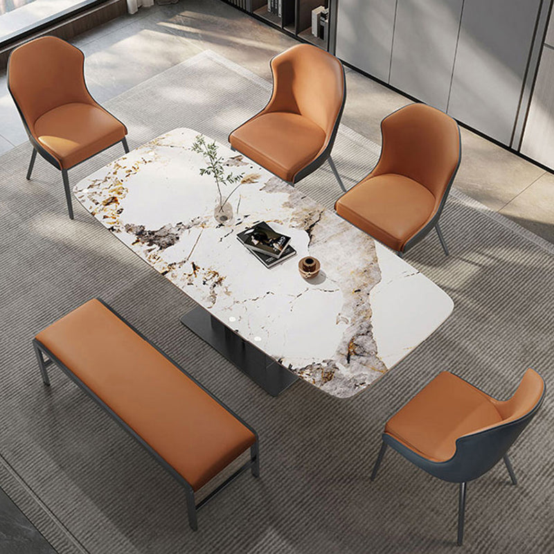 Contemporary Wingback Side Chair Faux Leather Armless Dining Chairs