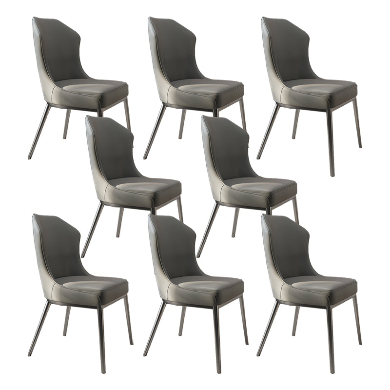 Contemporary Wingback Side Chair Faux Leather Armless Dining Chairs