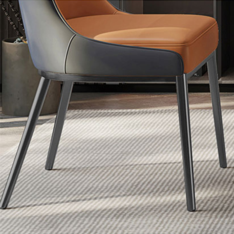 Contemporary Wingback Side Chair Faux Leather Armless Dining Chairs