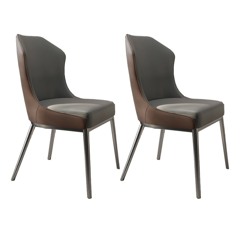 Contemporary Wingback Side Chair Faux Leather Armless Dining Chairs