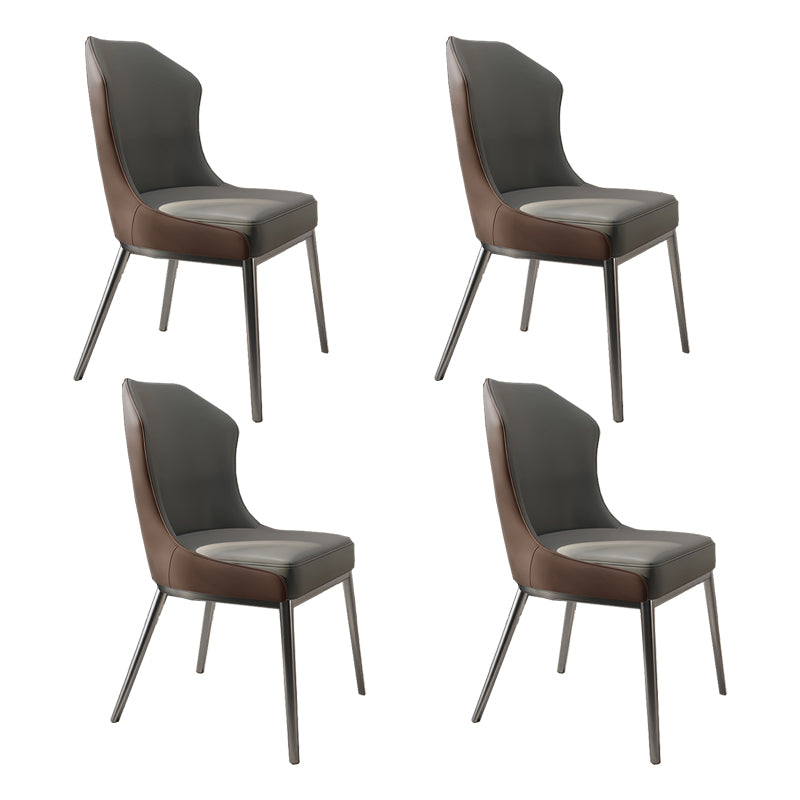 Contemporary Wingback Side Chair Faux Leather Armless Dining Chairs