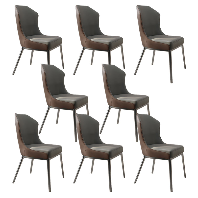 Contemporary Wingback Side Chair Faux Leather Armless Dining Chairs