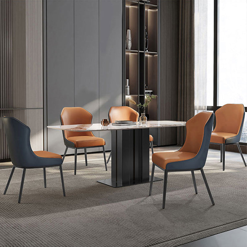 Contemporary Wingback Side Chair Faux Leather Armless Dining Chairs