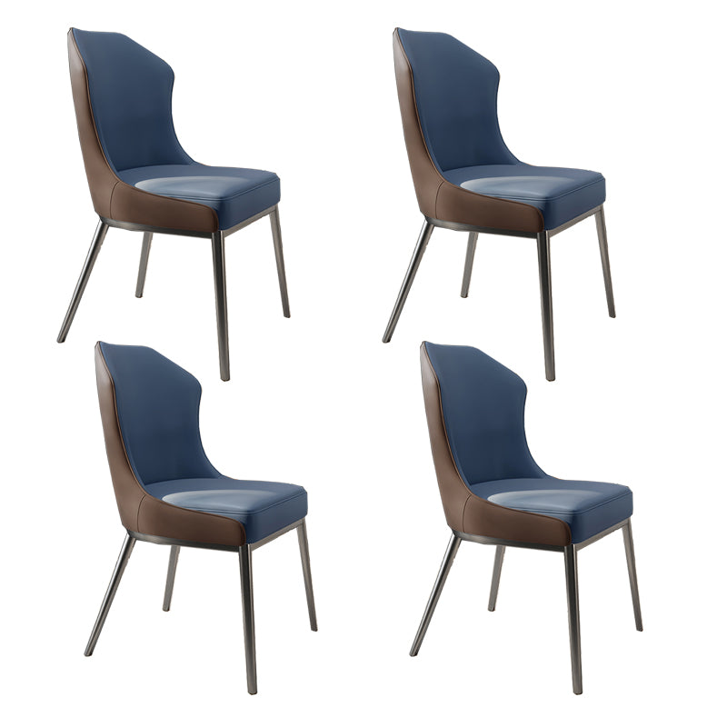 Contemporary Wingback Side Chair Faux Leather Armless Dining Chairs