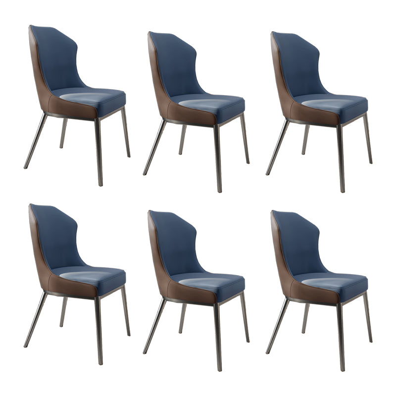Contemporary Wingback Side Chair Faux Leather Armless Dining Chairs