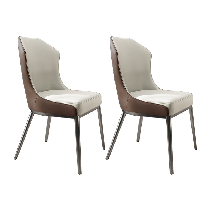 Contemporary Wingback Side Chair Faux Leather Armless Dining Chairs