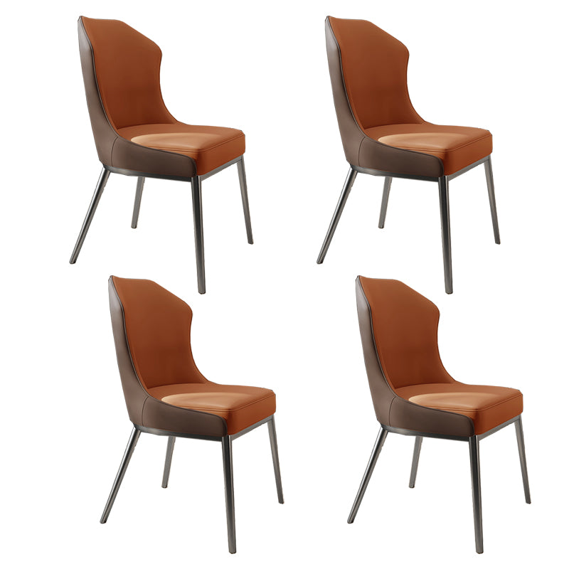 Contemporary Wingback Side Chair Faux Leather Armless Dining Chairs