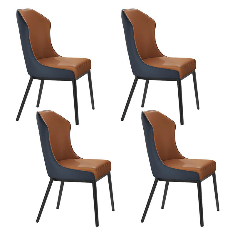 Contemporary Wingback Side Chair Faux Leather Armless Dining Chairs
