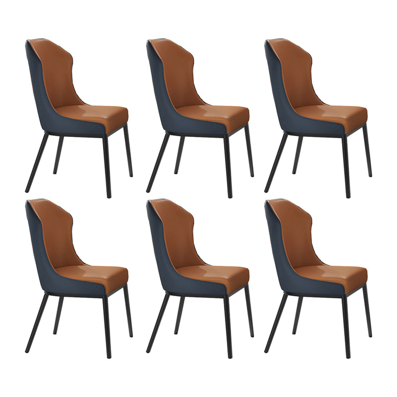 Contemporary Wingback Side Chair Faux Leather Armless Dining Chairs