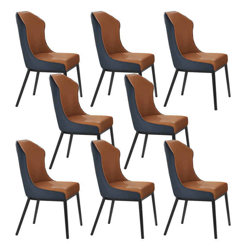 Contemporary Wingback Side Chair Faux Leather Armless Dining Chairs