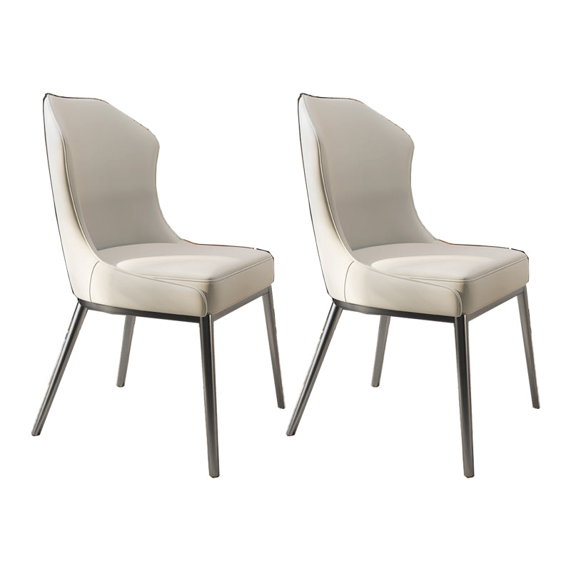 Contemporary Wingback Side Chair Faux Leather Armless Dining Chairs