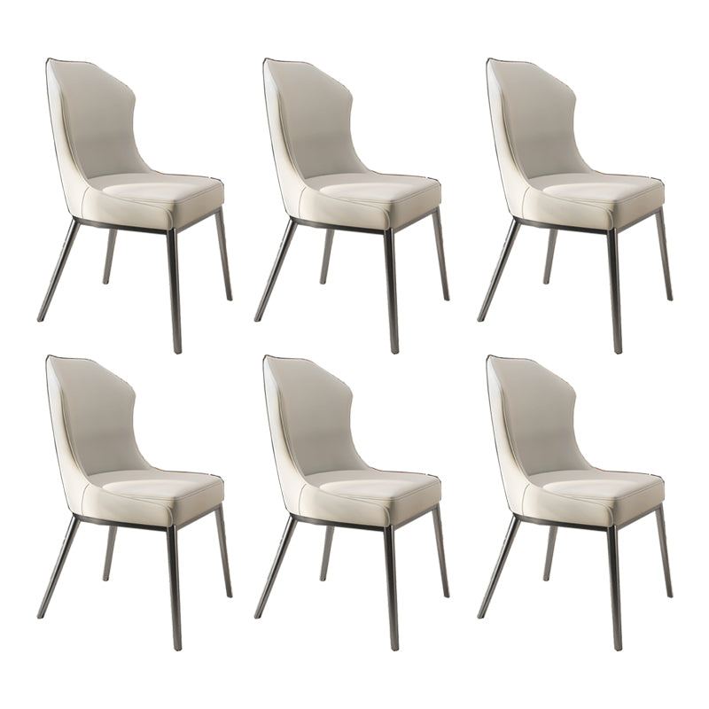 Contemporary Wingback Side Chair Faux Leather Armless Dining Chairs