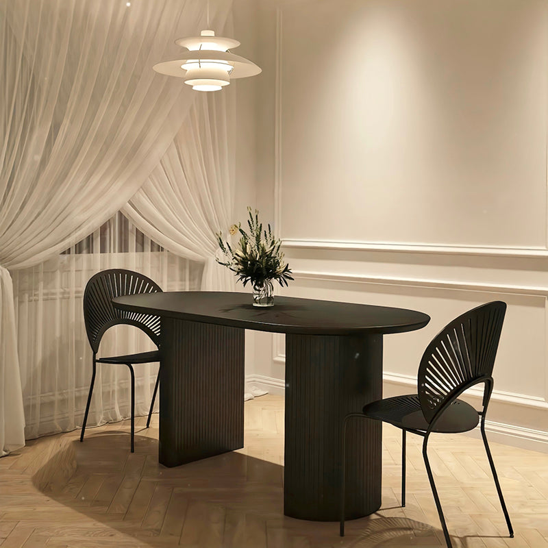 Oval Dining Room Table Modern Black Double Pedestal Dinner Table