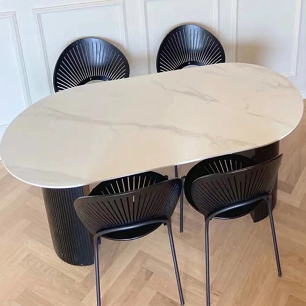 Oval Dining Room Table Modern Black Double Pedestal Dinner Table