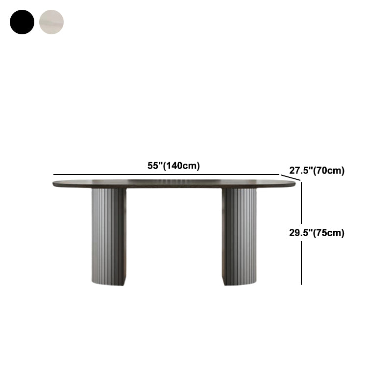 Oval Dining Room Table Modern Black Double Pedestal Dinner Table